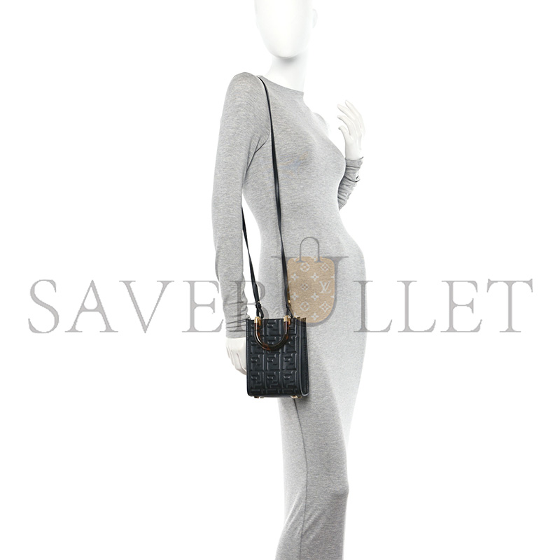 F**di ff zucca leather mini sunshine shopper tote crossbody bag (17*13*5cm)